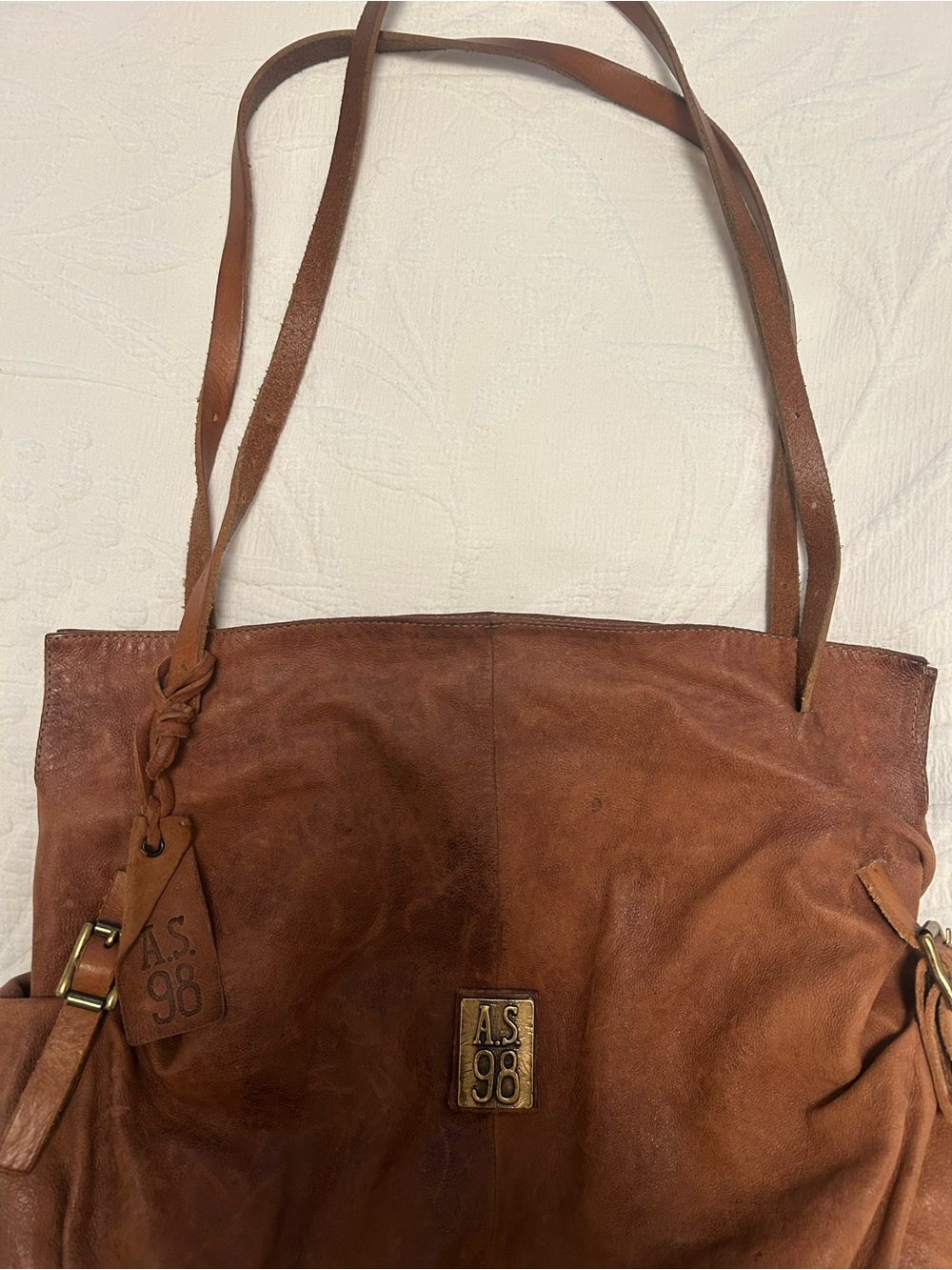 A.S.98 Rustic Tan Leather Shoulder Bag